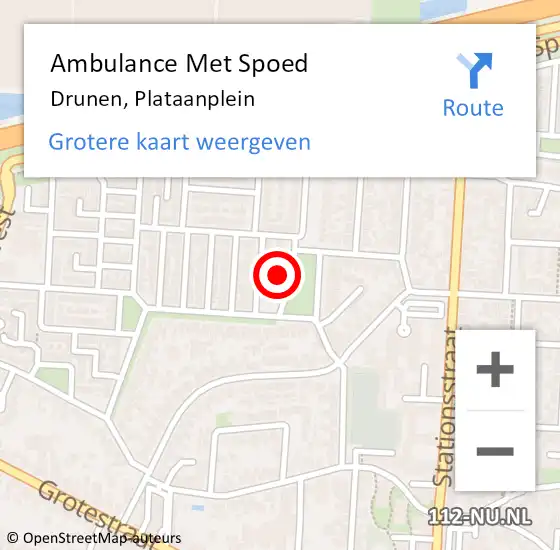 Locatie op kaart van de 112 melding: Ambulance Met Spoed Naar Drunen, Plataanplein op 20 oktober 2016 02:21