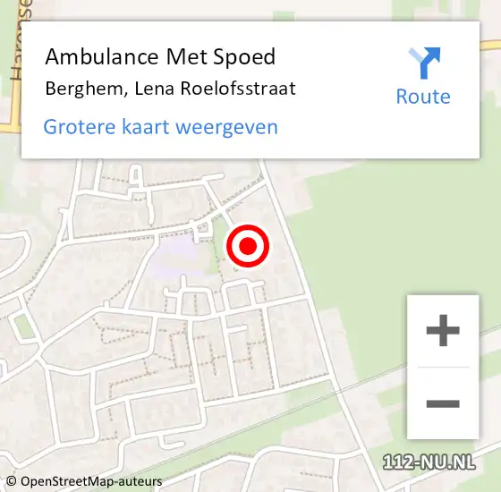 Locatie op kaart van de 112 melding: Ambulance Met Spoed Naar Berghem, Lena Roelofsstraat op 20 oktober 2016 02:57