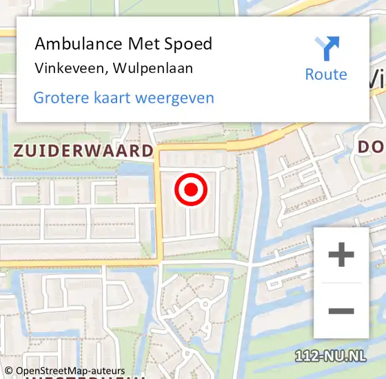 Locatie op kaart van de 112 melding: Ambulance Met Spoed Naar Vinkeveen, Wulpenlaan op 20 oktober 2016 03:16