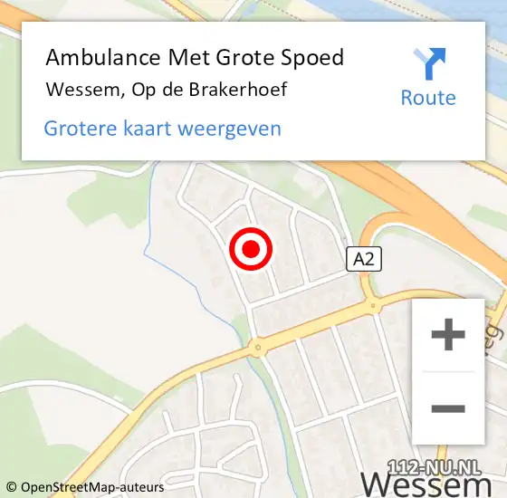 Locatie op kaart van de 112 melding: Ambulance Met Grote Spoed Naar Wessem, Op de Brakerhoef op 31 december 2013 03:23