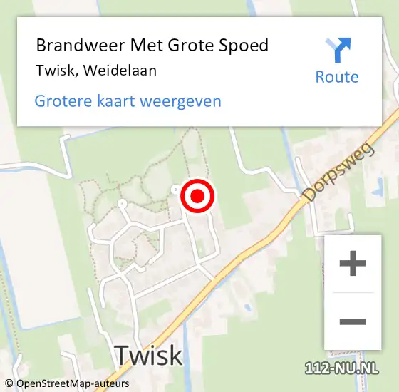 Locatie op kaart van de 112 melding: Brandweer Met Grote Spoed Naar Twisk, Weidelaan op 20 oktober 2016 04:54