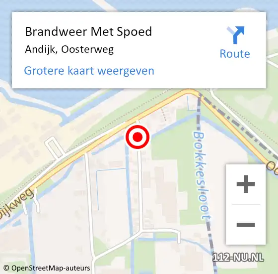 Locatie op kaart van de 112 melding: Brandweer Met Spoed Naar Andijk, Oosterweg op 20 oktober 2016 06:43