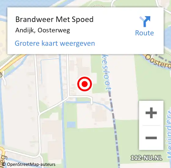 Locatie op kaart van de 112 melding: Brandweer Met Spoed Naar Andijk, Oosterweg op 20 oktober 2016 07:07