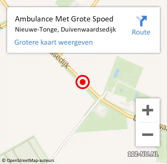 Locatie op kaart van de 112 melding: Ambulance Met Grote Spoed Naar Nieuwe-Tonge, Duivenwaardsedijk op 20 oktober 2016 07:09