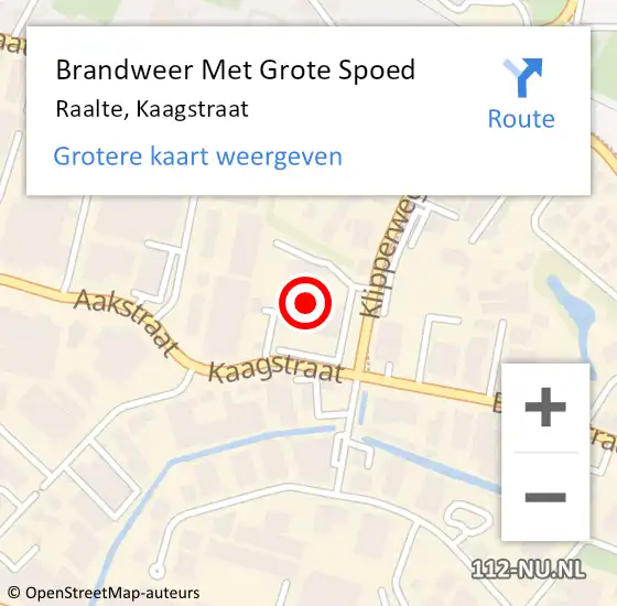 Locatie op kaart van de 112 melding: Brandweer Met Grote Spoed Naar Raalte, Kaagstraat op 20 oktober 2016 07:28