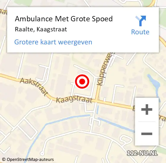 Locatie op kaart van de 112 melding: Ambulance Met Grote Spoed Naar Raalte, Kaagstraat op 20 oktober 2016 07:30