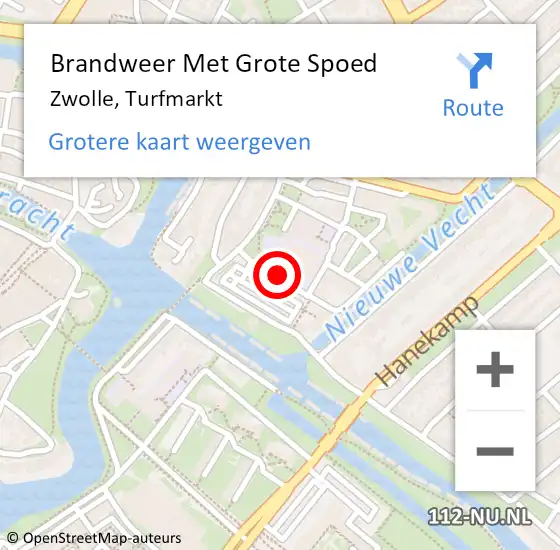 Locatie op kaart van de 112 melding: Brandweer Met Grote Spoed Naar Zwolle, Turfmarkt op 20 oktober 2016 07:51