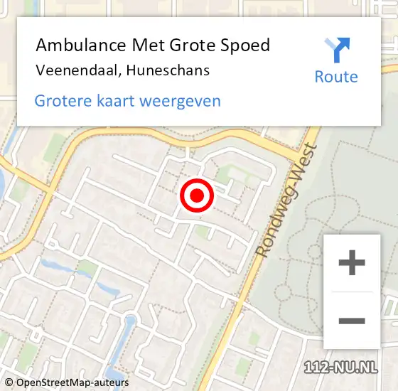 Locatie op kaart van de 112 melding: Ambulance Met Grote Spoed Naar Veenendaal, Huneschans op 20 oktober 2016 09:00