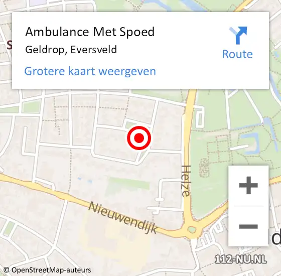 Locatie op kaart van de 112 melding: Ambulance Met Spoed Naar Geldrop, Eversveld op 20 oktober 2016 10:33