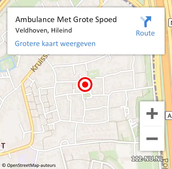 Locatie op kaart van de 112 melding: Ambulance Met Grote Spoed Naar Veldhoven, Hileind op 20 oktober 2016 11:09