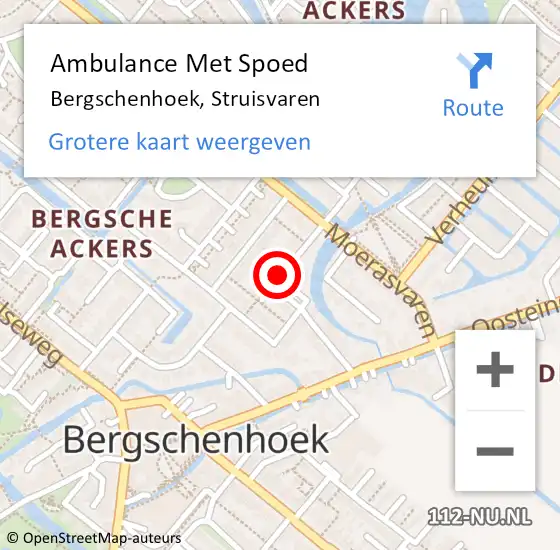 Locatie op kaart van de 112 melding: Ambulance Met Spoed Naar Bergschenhoek, Struisvaren op 20 oktober 2016 13:40