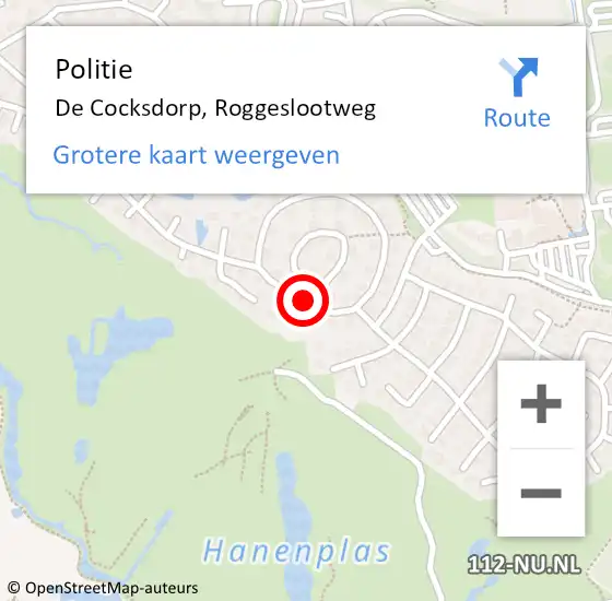 Locatie op kaart van de 112 melding: Politie De Cocksdorp, Roggeslootweg op 20 oktober 2016 13:42