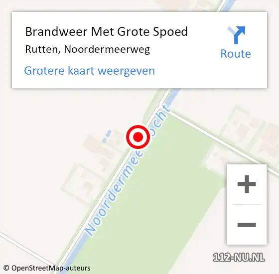 Locatie op kaart van de 112 melding: Brandweer Met Grote Spoed Naar Rutten, Noordermeerweg op 20 oktober 2016 15:21