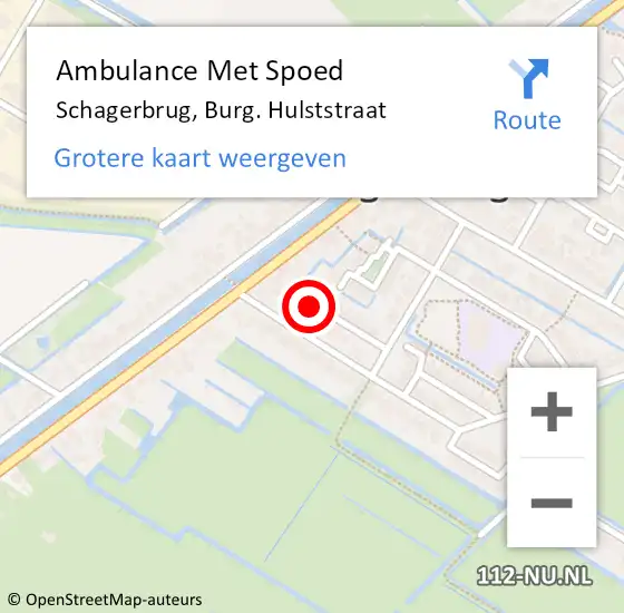 Locatie op kaart van de 112 melding: Ambulance Met Spoed Naar Schagerbrug, Burg. Hulststraat op 20 oktober 2016 17:47