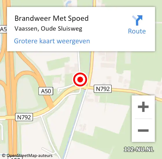 Locatie op kaart van de 112 melding: Brandweer Met Spoed Naar Vaassen, Oude Sluisweg op 20 oktober 2016 18:33