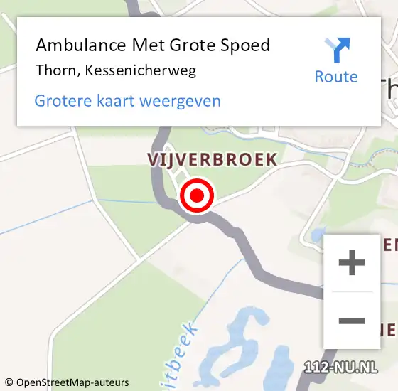 Locatie op kaart van de 112 melding: Ambulance Met Grote Spoed Naar Thorn, Kessenicherweg op 20 oktober 2016 19:32