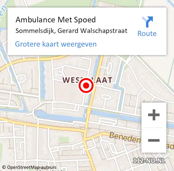 Locatie op kaart van de 112 melding: Ambulance Met Spoed Naar Sommelsdijk, Gerard Walschapstraat op 20 oktober 2016 20:10