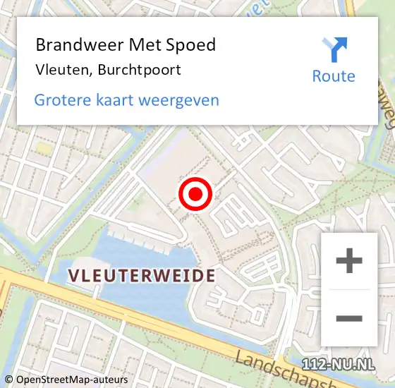 Locatie op kaart van de 112 melding: Brandweer Met Spoed Naar Vleuten, Burchtpoort op 20 oktober 2016 20:45