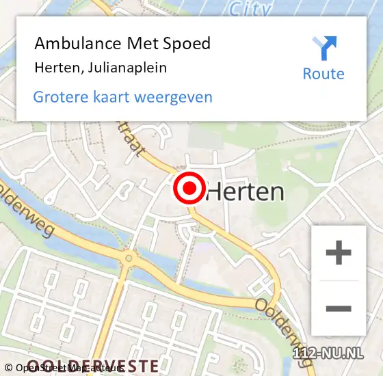 Locatie op kaart van de 112 melding: Ambulance Met Spoed Naar Herten, Julianaplein op 20 oktober 2016 21:51