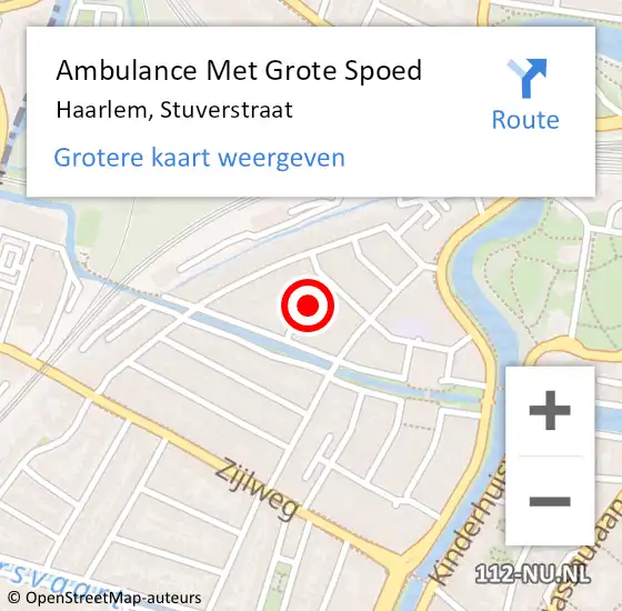 Locatie op kaart van de 112 melding: Ambulance Met Grote Spoed Naar Haarlem, Stuverstraat op 20 oktober 2016 22:08