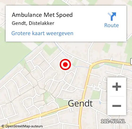 Locatie op kaart van de 112 melding: Ambulance Met Spoed Naar Gendt, Distelakker op 20 oktober 2016 23:29