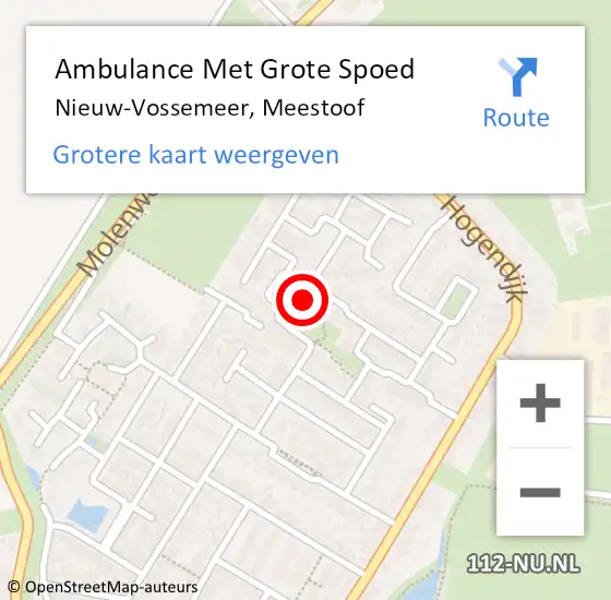 Locatie op kaart van de 112 melding: Ambulance Met Grote Spoed Naar Nieuw-Vossemeer, Meestoof op 21 oktober 2016 00:05