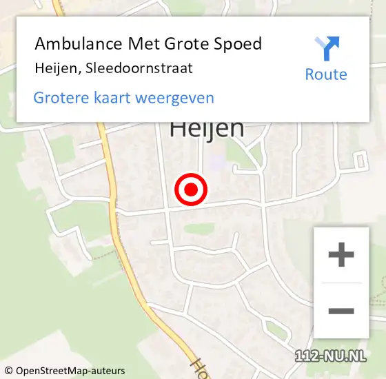 Locatie op kaart van de 112 melding: Ambulance Met Grote Spoed Naar Heijen, Sleedoornstraat op 21 oktober 2016 01:20