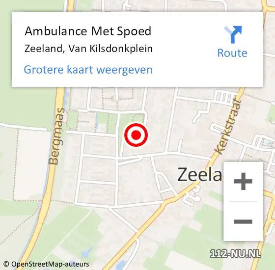 Locatie op kaart van de 112 melding: Ambulance Met Spoed Naar Zeeland, Van Kilsdonkplein op 21 oktober 2016 01:49