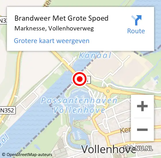 Locatie op kaart van de 112 melding: Brandweer Met Grote Spoed Naar Marknesse, Vollenhoverweg op 21 oktober 2016 03:41