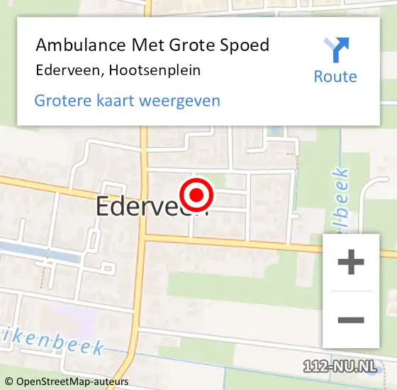 Locatie op kaart van de 112 melding: Ambulance Met Grote Spoed Naar Ederveen, Hootsenplein op 21 oktober 2016 05:43