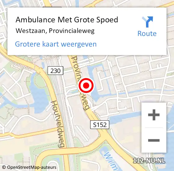 Locatie op kaart van de 112 melding: Ambulance Met Grote Spoed Naar Westzaan, Provincialeweg op 21 oktober 2016 07:49