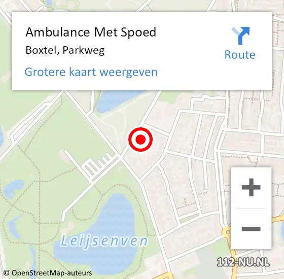 Locatie op kaart van de 112 melding: Ambulance Met Spoed Naar Boxtel, Parkweg op 21 oktober 2016 07:59