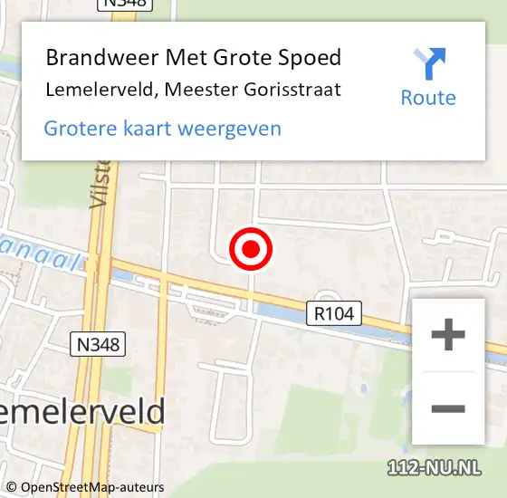 Locatie op kaart van de 112 melding: Brandweer Met Grote Spoed Naar Lemelerveld, Meester Gorisstraat op 21 oktober 2016 08:06