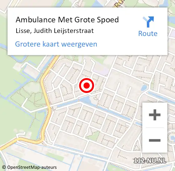 Locatie op kaart van de 112 melding: Ambulance Met Grote Spoed Naar Lisse, Judith Leijsterstraat op 21 oktober 2016 08:16