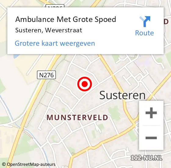 Locatie op kaart van de 112 melding: Ambulance Met Grote Spoed Naar Susteren, Weverstraat op 31 december 2013 07:52