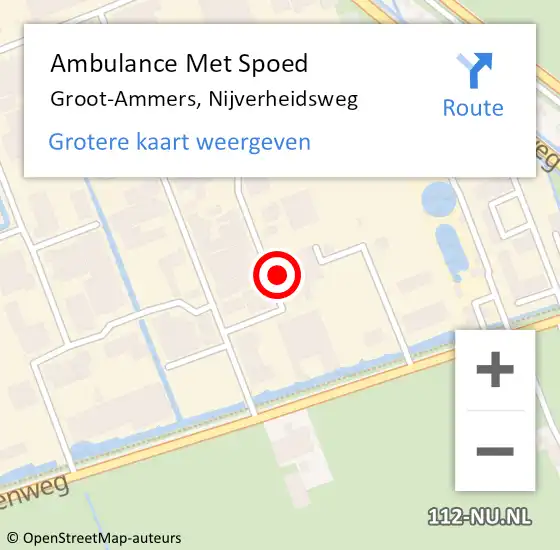 Locatie op kaart van de 112 melding: Ambulance Met Spoed Naar Groot-Ammers, Nijverheidsweg op 21 oktober 2016 09:04