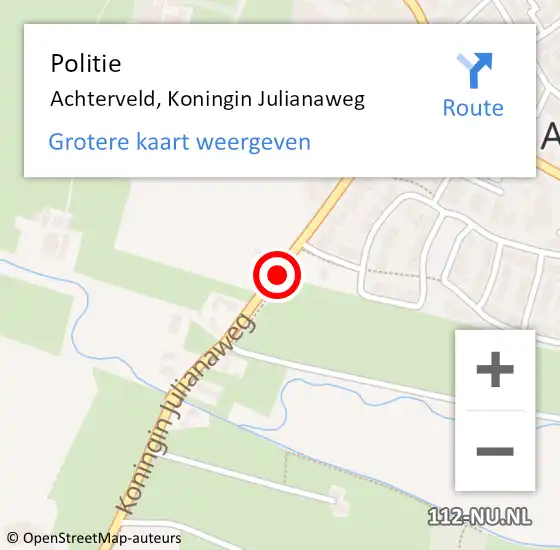 Locatie op kaart van de 112 melding: Politie Achterveld, Koningin Julianaweg op 31 december 2013 07:57