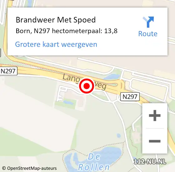 Locatie op kaart van de 112 melding: Brandweer Met Spoed Naar Born, N297 hectometerpaal: 13,8 op 21 oktober 2016 10:49