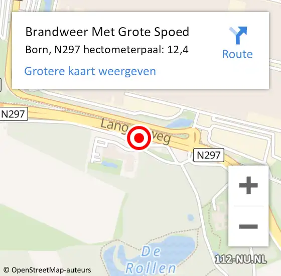 Locatie op kaart van de 112 melding: Brandweer Met Grote Spoed Naar Born, N297 hectometerpaal: 13,8 op 21 oktober 2016 11:01