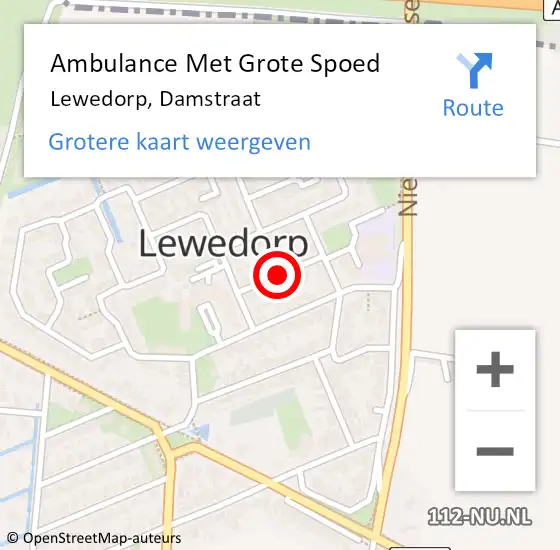 Locatie op kaart van de 112 melding: Ambulance Met Grote Spoed Naar Lewedorp, Damstraat op 21 oktober 2016 12:11