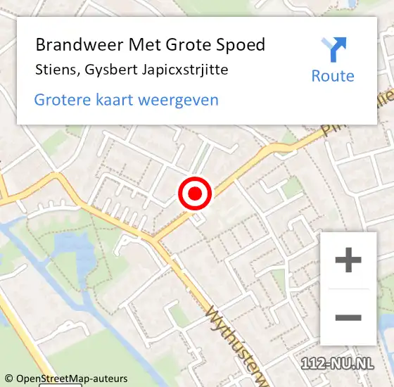 Locatie op kaart van de 112 melding: Brandweer Met Grote Spoed Naar Stiens, Gysbert Japicxstrjitte op 31 december 2013 08:32