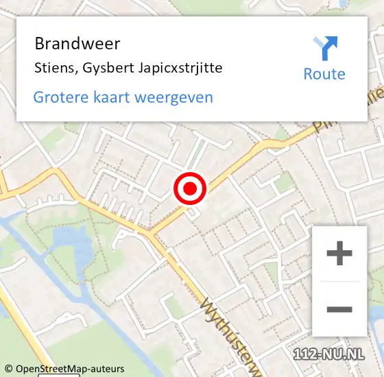 Locatie op kaart van de 112 melding: Brandweer Stiens, Gysbert Japicxstrjitte op 31 december 2013 08:35