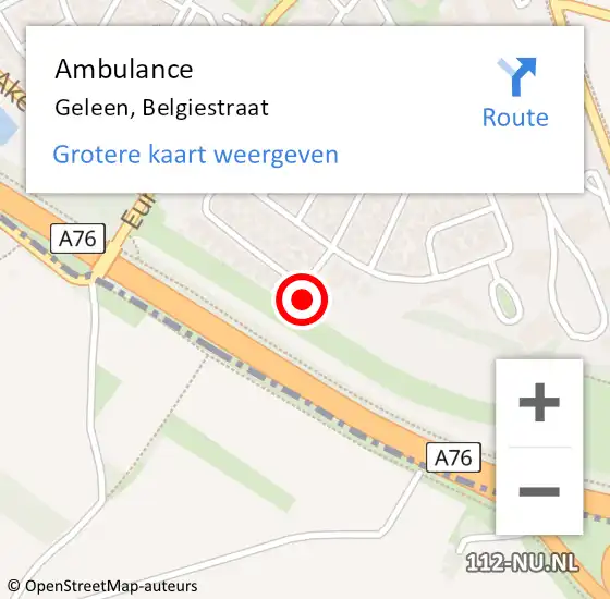 Locatie op kaart van de 112 melding: Ambulance Geleen, Belgiestraat op 31 december 2013 08:35