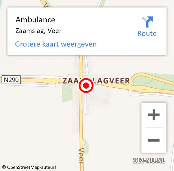 Locatie op kaart van de 112 melding: Ambulance Zaamslag, Veer op 21 oktober 2016 13:22