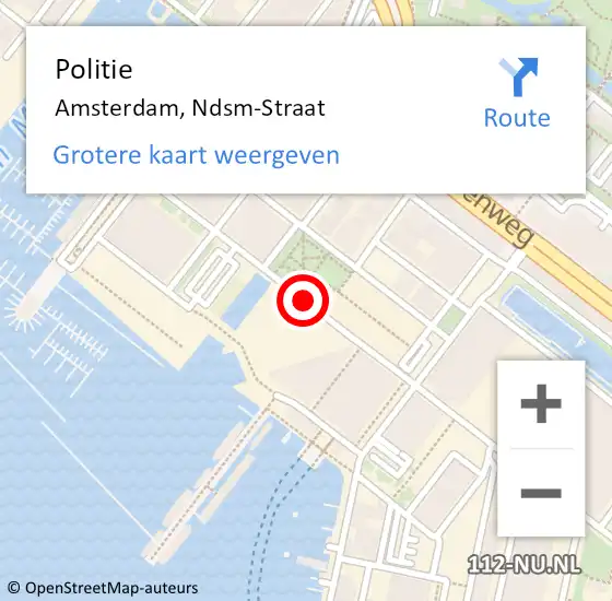 Locatie op kaart van de 112 melding: Politie Amsterdam, Ndsm-Straat op 21 oktober 2016 14:39