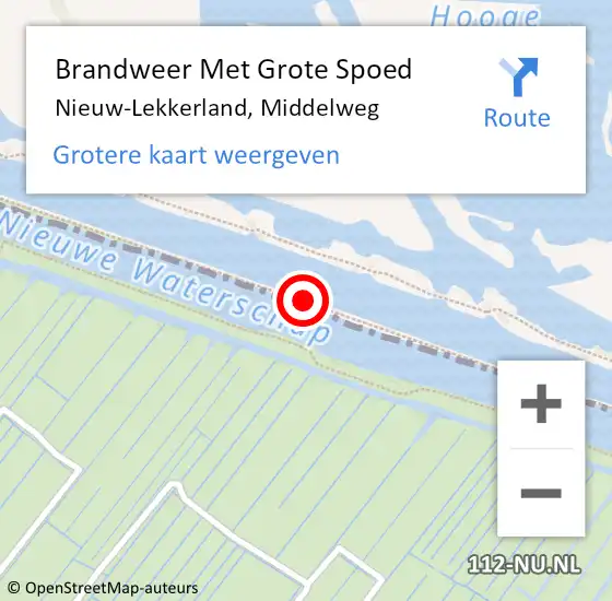 Locatie op kaart van de 112 melding: Brandweer Met Grote Spoed Naar Nieuw-Lekkerland, Middelweg op 21 oktober 2016 14:57