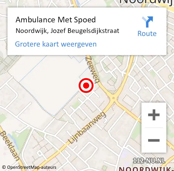 Locatie op kaart van de 112 melding: Ambulance Met Spoed Naar Noordwijk, Jozef Beugelsdijkstraat op 21 oktober 2016 15:43