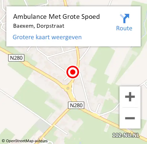 Locatie op kaart van de 112 melding: Ambulance Met Grote Spoed Naar Baexem, Dorpstraat op 21 oktober 2016 15:53