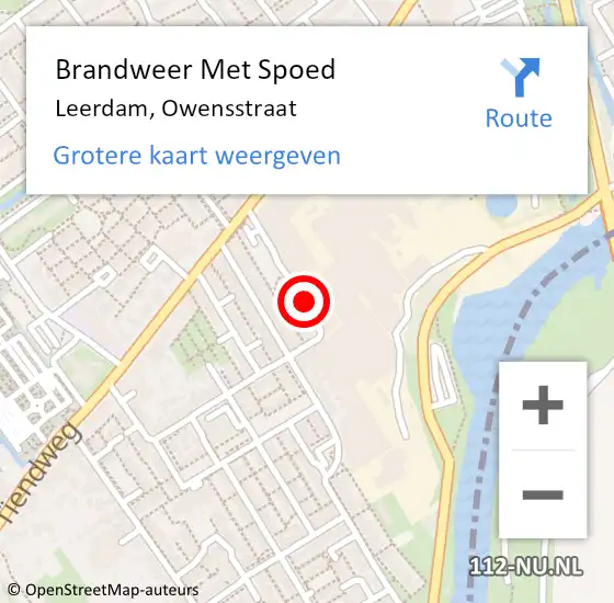 Locatie op kaart van de 112 melding: Brandweer Met Spoed Naar Leerdam, Owensstraat op 21 oktober 2016 16:03