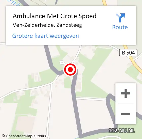 Locatie op kaart van de 112 melding: Ambulance Met Grote Spoed Naar Ven-Zelderheide, Zandsteeg op 21 oktober 2016 16:51